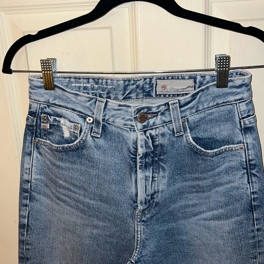 AG Alexxis Slim Jeans High Rise Vintage Wash Contour360 Raw Hem - Picture 2 of 9